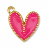 DQ European metal charms heart Fuchsia-Gold (nickel free)