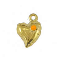 DQ European metal charms heart Orange-Gold (nickel free)