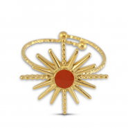Stainless steel rings enamel star Gold-Orange