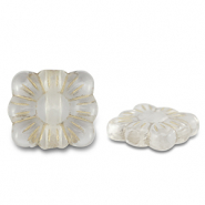 Acrylic beads rectangle with flower Transparent-Gold