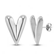 Stainless steel earrings / earpins heart Silver
