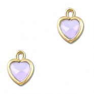 Crystal glass charms heart Light Lilac-Gold