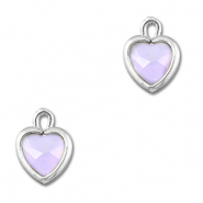 Crystal glass charms heart Light Lilac-Silver