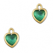 Crystal glass charms heart Emerald Green-Gold