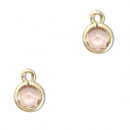 Crystal glass charms round Peach-Gold