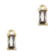 Crystal glass charms rectangle Multicolor-Gold