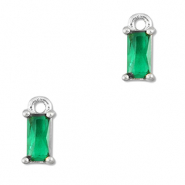 Crystal glass charms rectangle Emerald Green-Silver