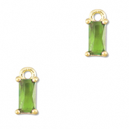Crystal glass charms rectangle Green-Gold