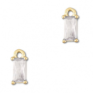 Crystal glass charms rectangle Transparent-Gold