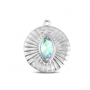 BY31&reg; Stainless steel charms round Silver-Aqua