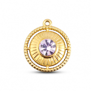 BY31&reg; Stainless steel charms round with ring Gold-Light Lilac