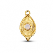BY31&reg; Stainless steel charms drop Gold-Soft Pink Opal