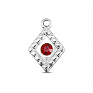 BY31&reg; Stainless steel charms rhombus Silver-Ruby Red