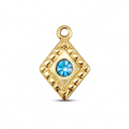 BY31&reg; Stainless steel charms rhombus Gold-Aqua