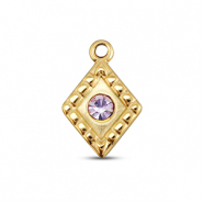BY31&reg; Stainless steel charms rhombus Gold-Light Lilac