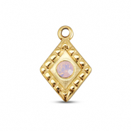 BY31&reg; Stainless steel charms rhombus Gold-Soft Pink Opal