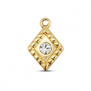 BY31&reg; Stainless steel charms rhombus Gold-Crystal
