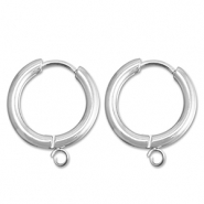Stainless steel earrings creole with loop 17mm  Silver