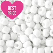 Glass seed beads 6/0 (4mm) White