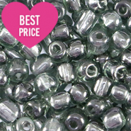 Glass seed beads 6/0 (4mm) Transparent Anthracite Grey