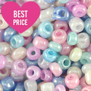 Glass seed beads 6/0 (4mm) Multicolour Shiny Pastel