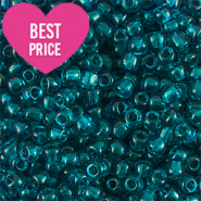 Glass seed beads 6/0 (4mm) Transparent Petrol Blue