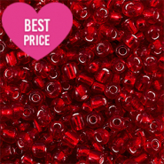 Glass seed beads 6/0 (4mm) Silverlined Dark Red