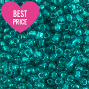 Glass seed beads 8/0 (3mm) Transparent Matt Ocean Wave Green