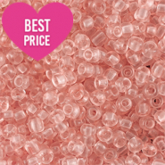 Glass seed beads 8/0 (3mm) Transparent Light Peach Pink