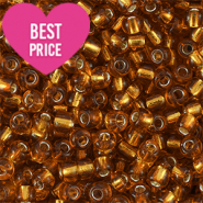 Glass seed beads 8/0 (3mm) Silverlined Copper Brown