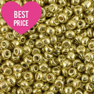 Glass seed beads 12/0 (2mm) Metallic Shine Yellow Gold