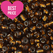 Glass seed beads 12/0 (2mm) Silverlined Cognac Brown