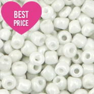 Glass seed beads 8/0 (3mm) Bright White Pearl