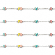 Stainless steel findings belcher chain disc Silver-Multicolour