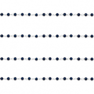 Stainless steel findings belcher chain round Silver-Dark Blue