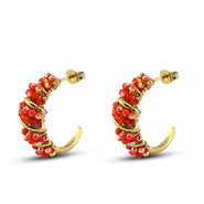 Top Faceted earrings twisted Warm Orange AB-Warm Orange Transparent AB-Gold