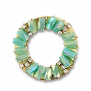Top faceted charms round Turquoise AB-Ocean Green AB-Gold