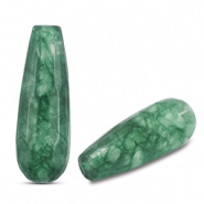 Natural stone beads Quartz drop Dark Green-Transparent