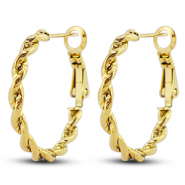 Stainless steel earrings / creoles twisted Gold