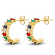 Stainless steel earrings / earpins Gold-Multicolour