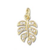 Brass TQ metal charms leaf Gold