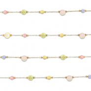 Stainless steel findings belcher chain round Gold-Multicolour Pastel