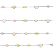 Stainless steel findings belcher chain round Silver-Multicolour Pastel