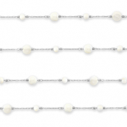 Stainless steel findings belcher chain round Silver-Off White