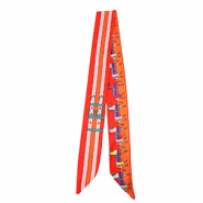 Bandana scarf with horse/straight lines Red-Pink-Orange