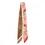 Bandana scarf with flower/leopard White-Light Brown-Orange
