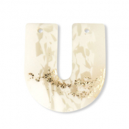 Polymer pendants U-shaped Off White-Beige-Gold