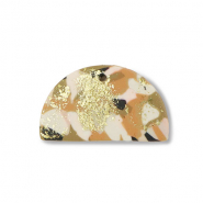 Polymer pendants semicircle Brown-Pink-White-Gold