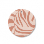 Polymer pendants round Light Peach Pink-Light Brown