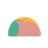 Polymer pendants semicircle Green-Pink-Ochre Yellow